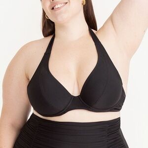 Empetua by Shapermint Underwire Full Coverage Halter Bikini Top in Black Sz 4XL